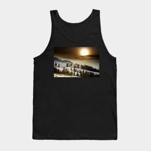 Sunset on snowy mountains Tank Top